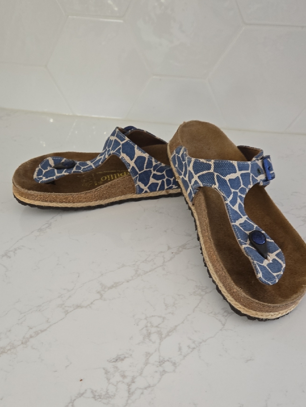 Papillio By Birkenstock Blue Patterned Women's Thong Sandals